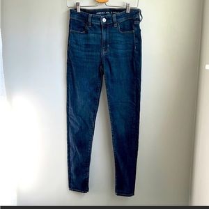 American Eagle AE High Rise Dark Wash Jeggings - 8 LONG